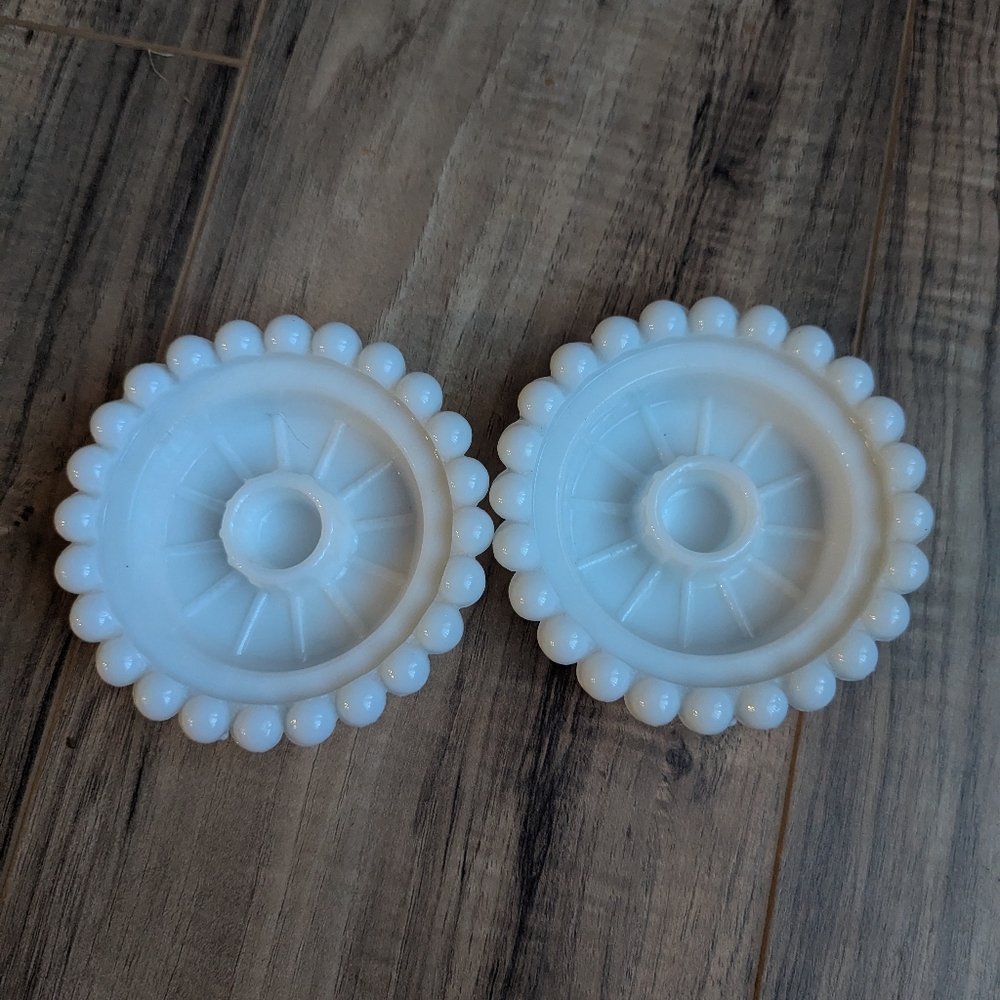 Vintage Milk Glass Candlestick Holders. White Milk Glass Candle Stick Bases. Set